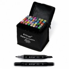 Маркер набор для скетчинга двухсторонних 48 цветов, пулевид./клиновид 1-6 мм, ALINGAR