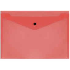 Папка -конверт на кнопке  А4, 150мкм, пластик, прозрачная, красная Стамм