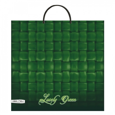 Пакет полиэтилен. Зеленая клетка 37х35 (90)с пласт.ручками