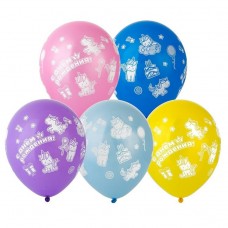 Воздушный шар Шелкография С днем рождения  Единорог (12) 30 см