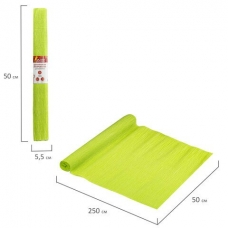 Бумага для творчества гофрированная  110 г/м2, 50х250 см, светло-зеленая, в рулоне, ОСТРОВ СОКРОВИЩ