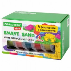 Песок   для лепки кинетический  6 цветов, 720 г, 4 формочки, Brauberg