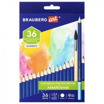 Карандаши 36цв. художественные акварельные . ART CLASSIC,грифель 3,3 мм, Brauberg