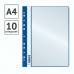 Папка с файлами 10 вклад. -скоросшиватель с перфорацией, А4, 160мкм,пластик, синяя OfficeSpace