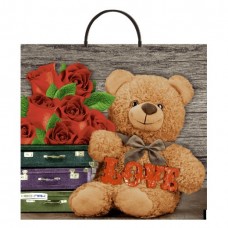 Пакет полиэтилен. Мишка с цветами 37х35 (90)с пласт.ручками