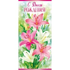 Открытка С Днем рождения! (евро с текстом) 97х204 мм