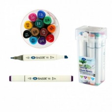 Маркер набор для скетчинга 12цв. двусторонние, 1,0-7,0 mm BASIR