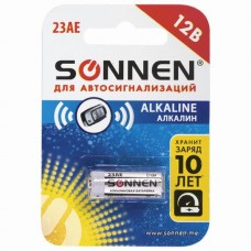 Батарейка A23  Alkaline,(MN21), алкалиновая, для сигнализаций, 1 шт., в блистере, Sonnen