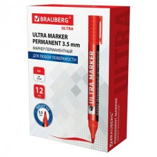 Маркер перманентный красный ULTRA MARKER, 3,5 мм, с клипом, Brauberg