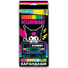 Карандаши 12цв. дерево Kuromi,, неоновые, в картонной упак. Centrum