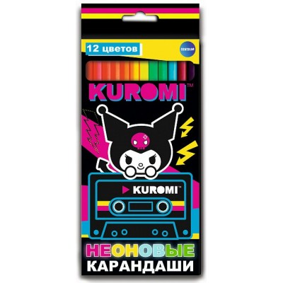 Карандаши 12цв. дерево Kuromi,, неоновые, в картонной упак. Centrum