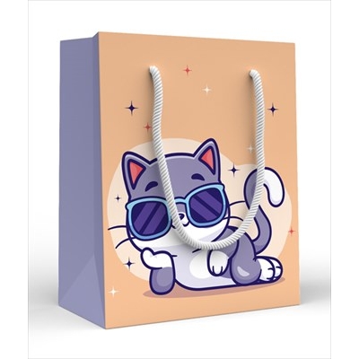Пакет Бумажный кот в очках 110х135х60 мм (S)