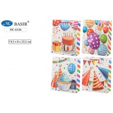 Пакет BASIR/Бумажный плотный с блестками 3D МИКС 19,5х23,5х8 см