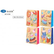 Пакет BASIR/Бумажный плотный с блестками 3D МИКС 26х32х10 см