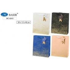 Пакет BASIR/Бумажный плотный с фольгой МИКС 30х40х12 см