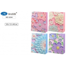 Пакет BASIR/Бумажный плотный с блестками МИКС 30х40х12 см