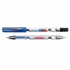 Ручка шариковая синяя /черная, 2 в 1 (синий корпус с металлизированной пленкой, хром.зажим) HAUSER