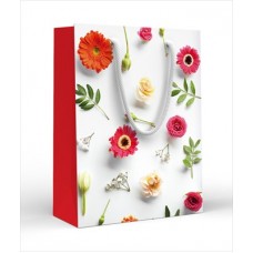 Пакет Бумажный цветы на белом 135х180х60 мм (MS)