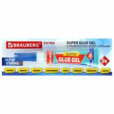 Клей секундный  Гель моментальный (1шт) ультрапрочный суперклей  EXTRA 3г, отрывная карта,, HR-12 Brauberg