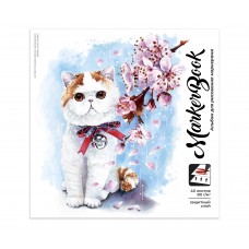 Альбом для рисования маркерами на склейке 40 л, ВЕСЕННИЙ КОТ (195х195 мм), блок Феникс