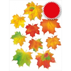 Украшение Кленовые листья с цветной фольгой на скотче (набор 9 шт.) 145х141 мм