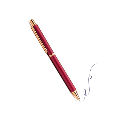 Ручка подарочная синяя корпус красный+золото, металл+пластик, 0.7мм,автомат. Josef Otten