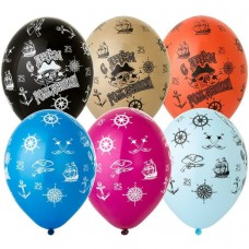 Воздушный шар Шелкография пастель  С днем рождения Пират (14) 35 см