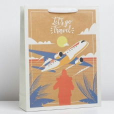Пакет Бумажный крафт «Let's go travel», L 31 х 40 х 11,5 см