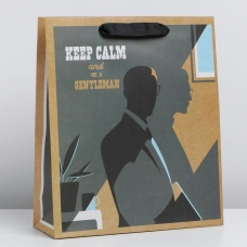Пакет Бумажный Крафт « Keep calm», M 26х 30х 9 см