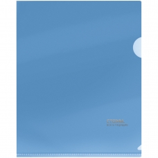 Папка уголок А5 180мкм, пластик, прозрачная, синяя Стамм
