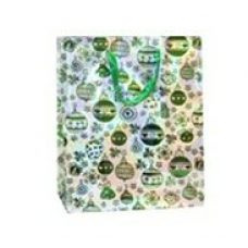 Пакет Бумажный голография зеленый Шары 18х23х10 см