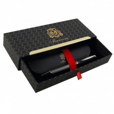 Ручка подарочная синяя шариковая,Panteon , 1 мм ,корпус круглый,металлический Manzoni