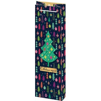 Пакет Бумажный ламинир НГ (под бутылку) 140х350х110 мм