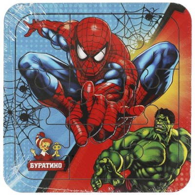  Игрушка деревянная пазл spiderman, 10*10 см