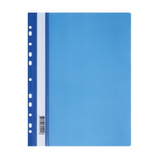 Папка скоросшиватель пластик.с прозрачным верхом  А4, с перфорацией,160мкм, синяя Стамм