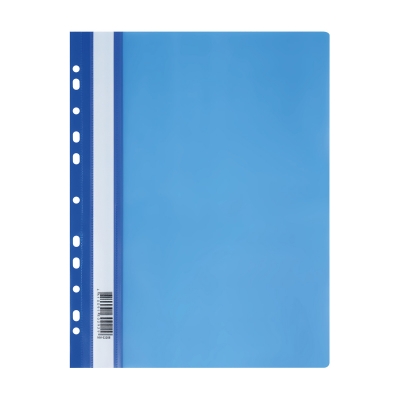Папка скоросшиватель пластик.с прозрачным верхом  А4, с перфорацией,160мкм, синяя Стамм