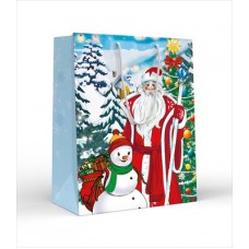 Пакет Бумажный Дед Мороз и снеговик 260х327х136мм
