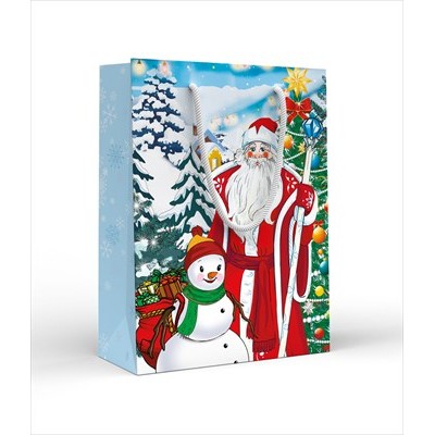 Пакет Бумажный  НГ Дед Мороз и снеговик 135х180х60мм