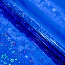 Упаковочная бумага Голография  Синяя звезды 70х100 см