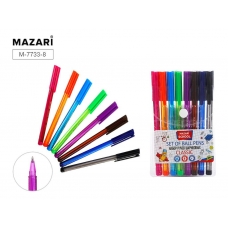 Ручка шариковая набор 8 цветов, CLASSIC, пулевидный пиш.узел 1.0мм, Mazari