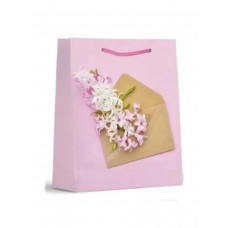 Пакет Бумажный плотный с блестками Конверт с цветами 31х42х12см (XL)