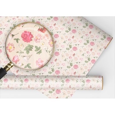 Упаковочная бумага Глянцевая розы и мелкие цветочки 70х100 см