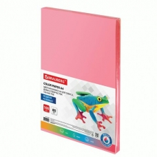 Бумага офисная для принтера цветная А4, 80 г/м2, 100 л., медиум, розовая, Brauberg