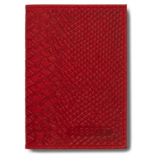 Обложка для паспорта нат.кожа красный, сплошное блинтовое тиснение по коже 