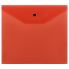 Папка -конверт на кнопке  А5+, 120мкм, пластик, прозрачная, красная Стамм