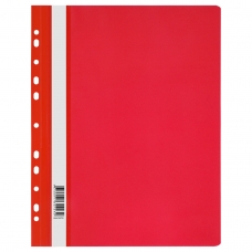 Папка скоросшиватель пластик.с прозрачным верхом перфорация, А4, 120мкм, красная Стамм