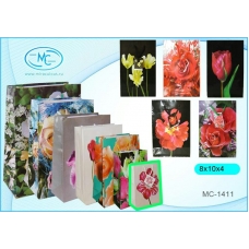 Пакет Бумажный ламинир Цветы МИКС 8х10х4 см