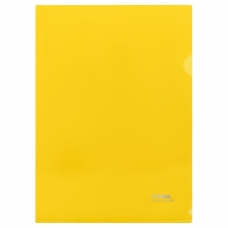 Папка уголок А4 180мкм, пластик, прозрачная, желтая Стамм