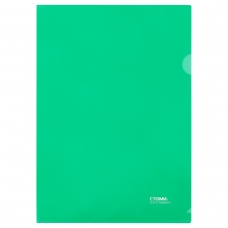 Папка уголок А4 180мкм, пластик, прозрачная, зеленая Стамм