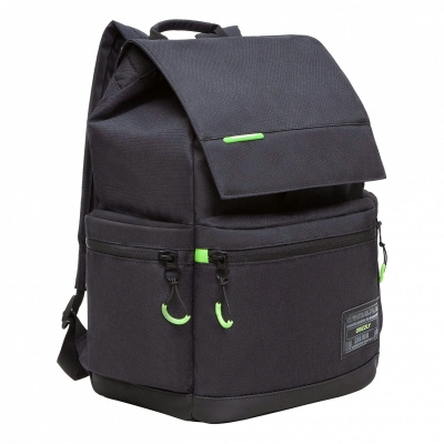 Рюкзак школьный  черный - салатовый,29х43х15 см.отдел для ноутбука Grizzly